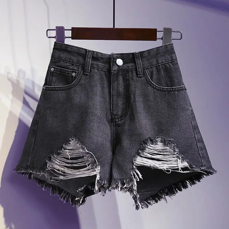Short en Jean blanc taille haute pour femmes
