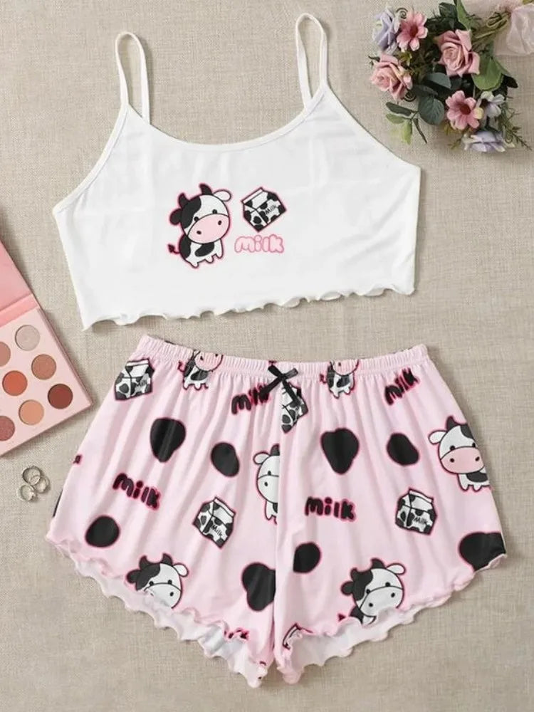 Pyjama 2 Pièces Femme – Bretelles Fines et Imprimé Mimi