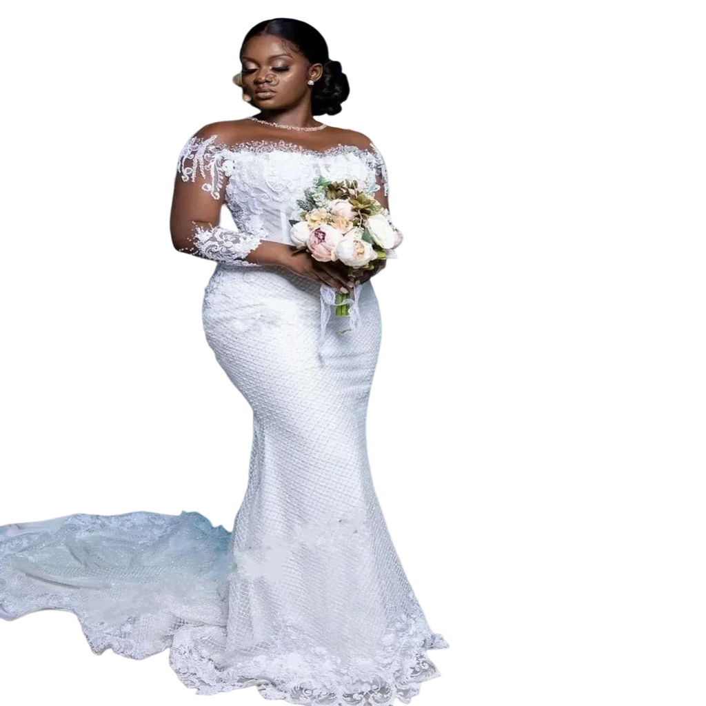 Robe de mariée sirène en dentelle pour femmes