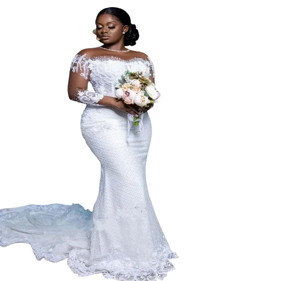 Robe de mariée sirène en dentelle pour femmes