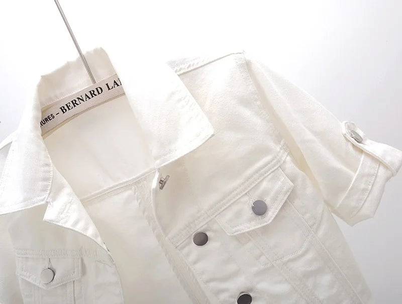 Veste courte en jean avec manches mi-longue pour femmes