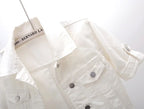 Veste courte en jean avec manches mi-longue pour femmes