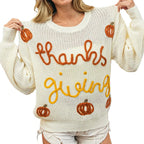Pull en tricot brodé de lettres pour femmes