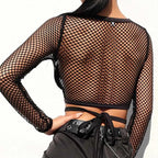 T-shirt transparent à manches longues pour femmes