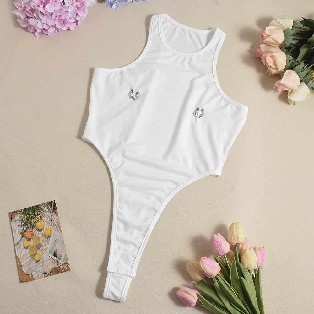 Body moulant sans manches pour femmes