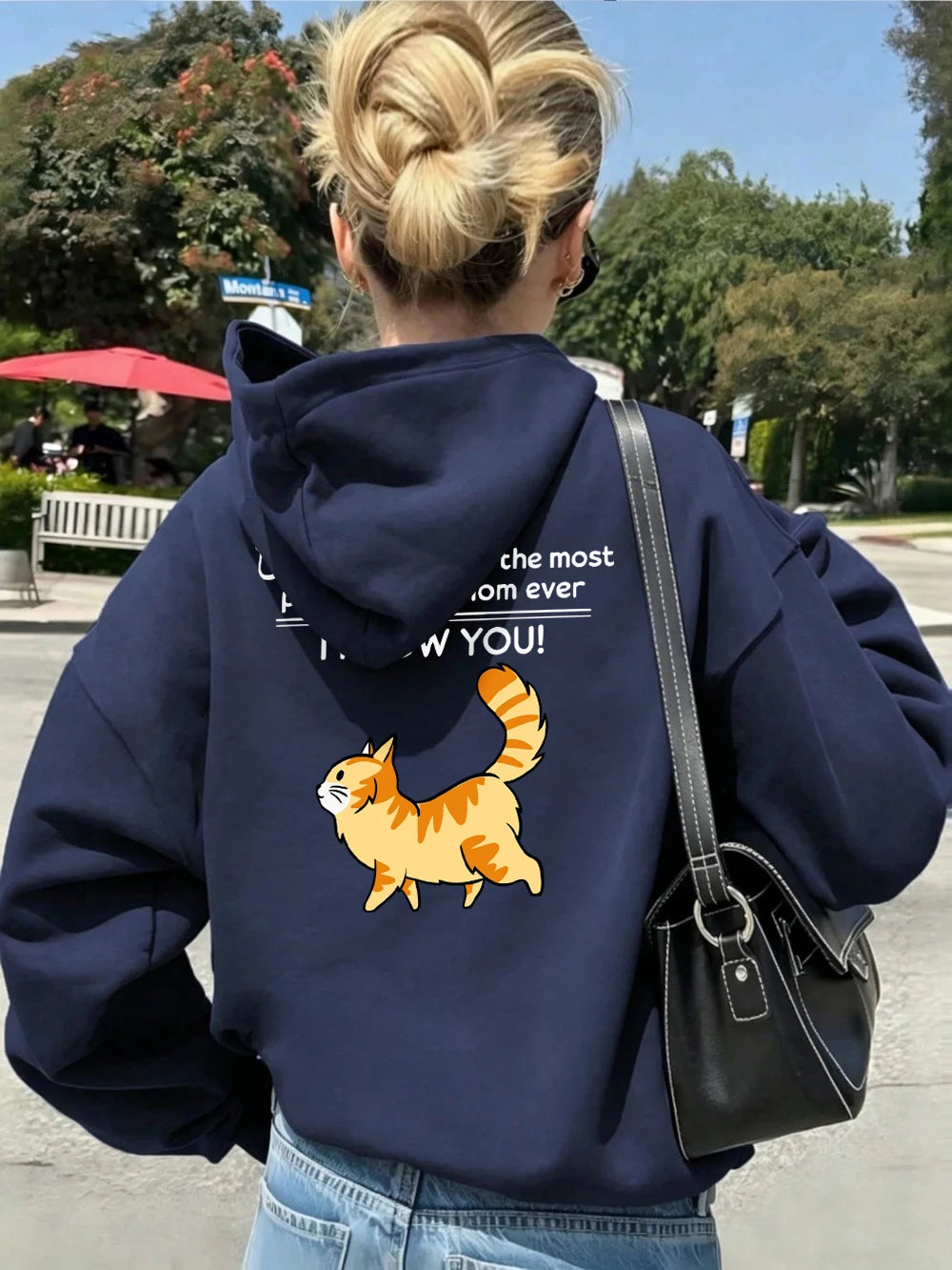 Sweat-shirts à capuche imprimés « Funny Cat Mom I Meow You » pour femmes