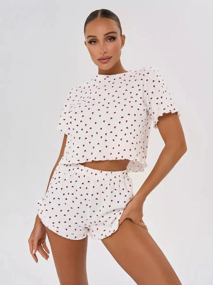 Pyjama d’Été Femme – Imprimé Cœurs