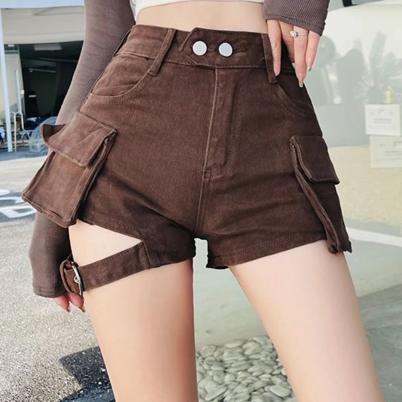 Short en jean taille haute pour femmes