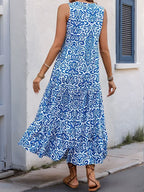 Robe imprimée florale sans manches et col en v pour femmes