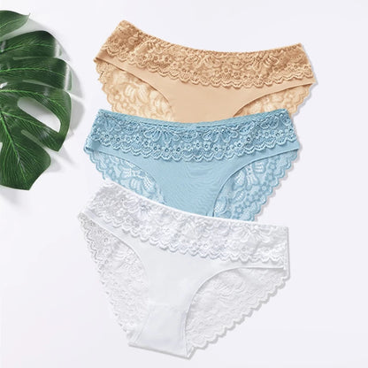 Lot de 3 Culottes Femme – Dentelle et Taille Basse