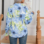 Chemise à manches longues imprimé patchwork pour femmes