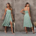 Robe mi-longue sexy à imprimé floral pour femmes