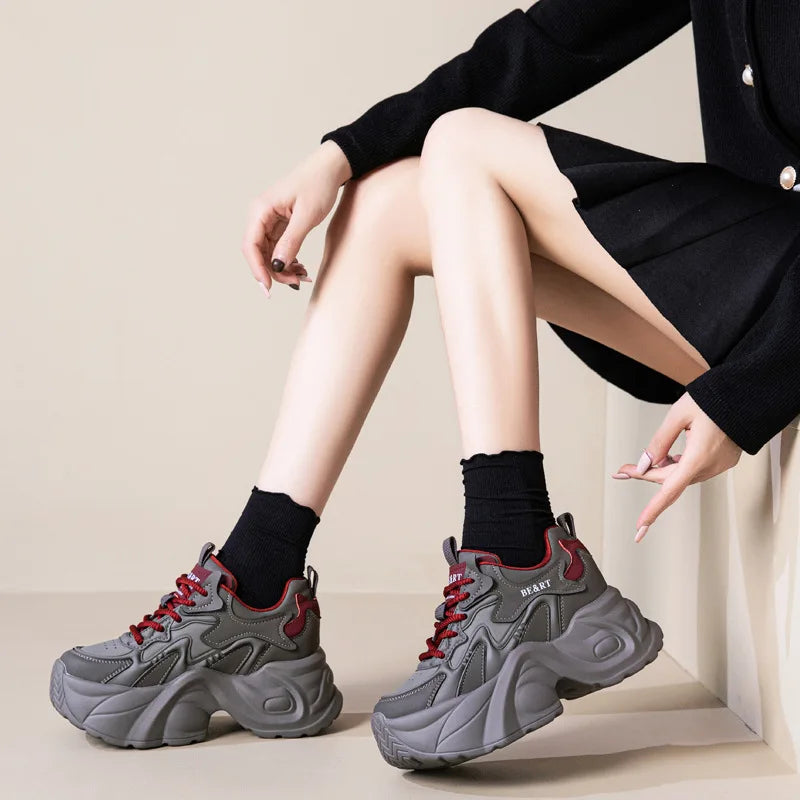 Basket en cuir véritable pour femmes