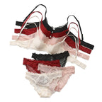 Ensemble soutien-gorge Push Up en dentelle française et culotte pour femmes