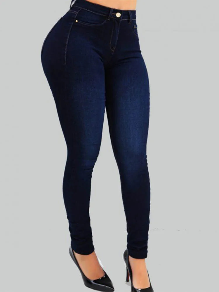 Pantalon en jean long en coton élastique pour femmes