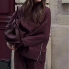 Ensemble 2 pièces sweat-shirt ample et décontracté et pantalon large pour femmes