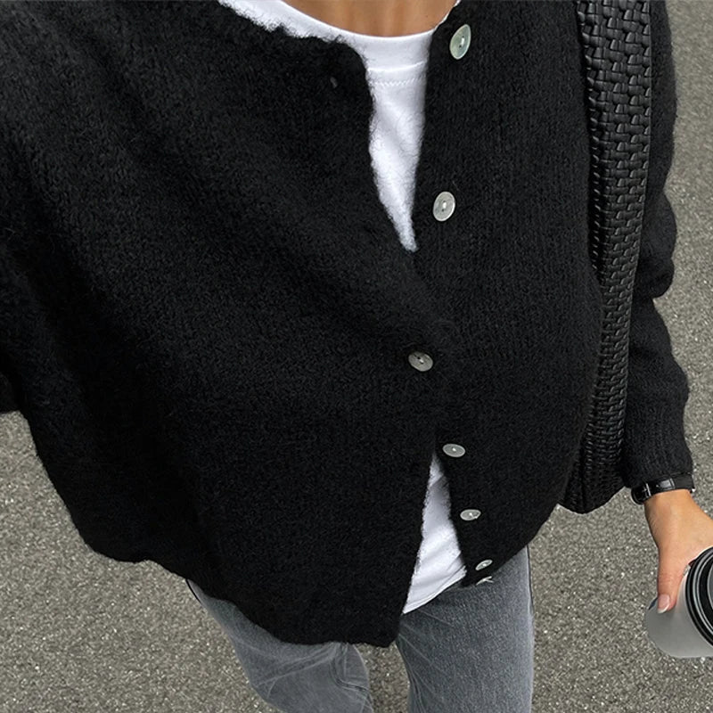 Cardigan femme doux en peluche à boutons