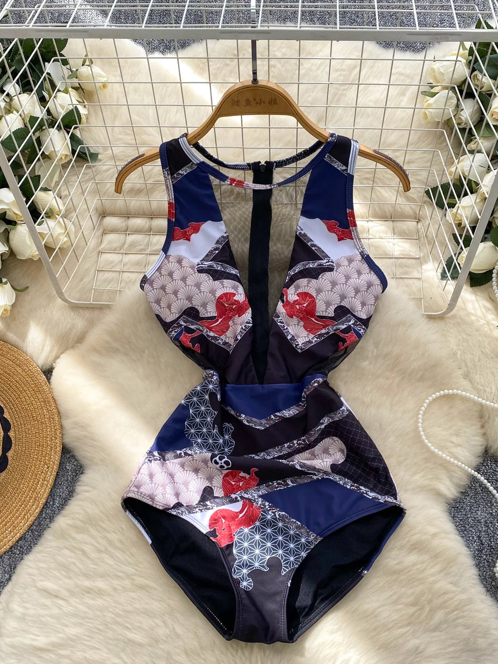 Maillot de bain une pièce combishorts imprimé pour femmes