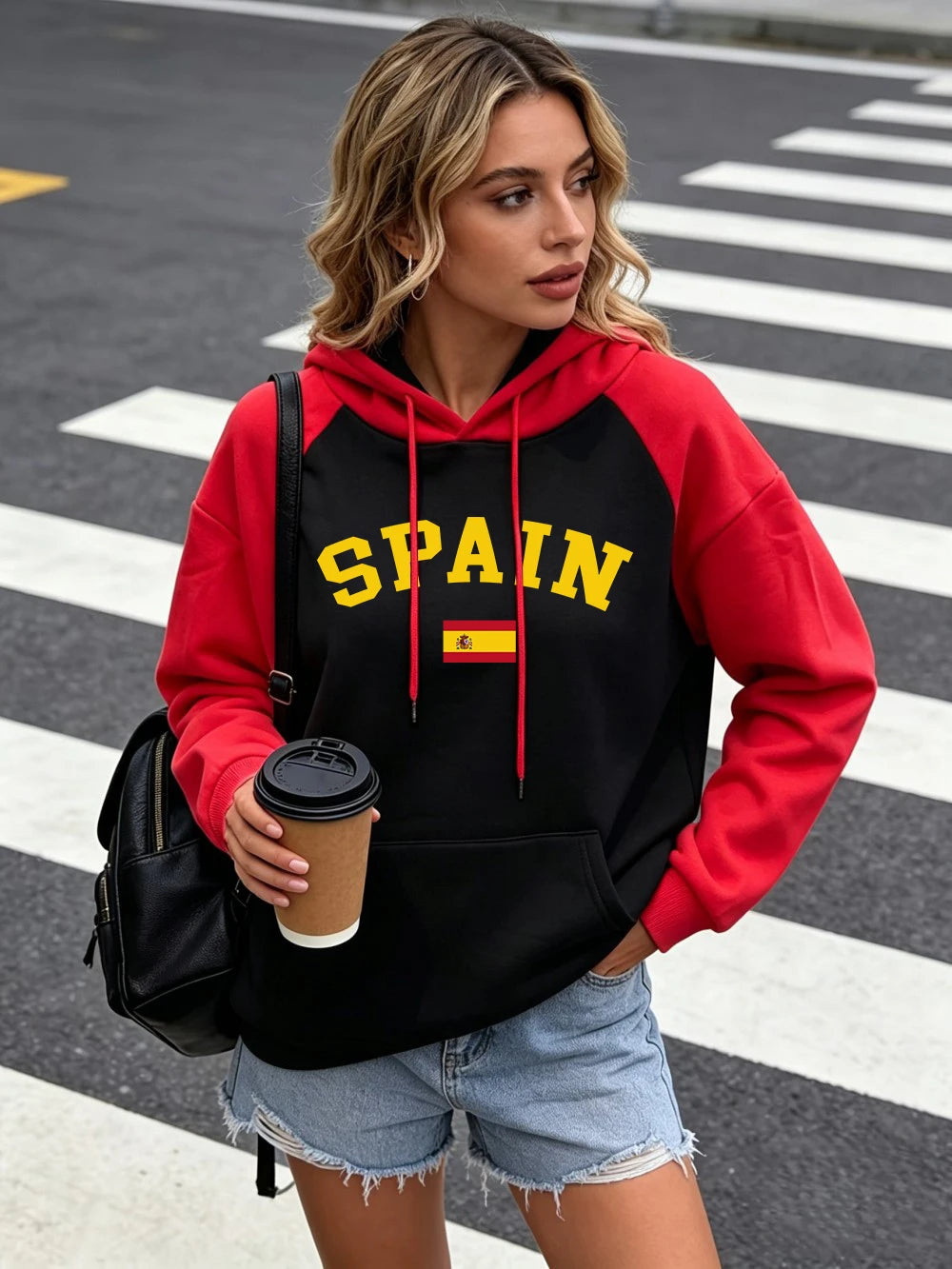 Sweat à Capuche Femme – Imprimé Drapeau Espagnol