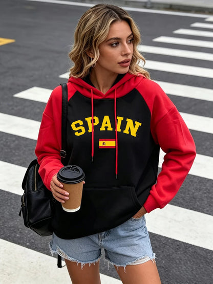 Sweat à Capuche Femme – Imprimé Drapeau Espagnol