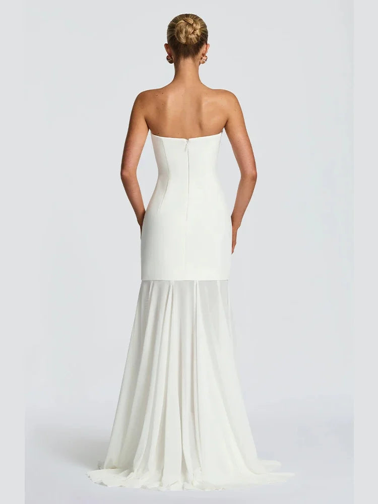 Robe Maxi sans bretelles à col écharpe pour femmes