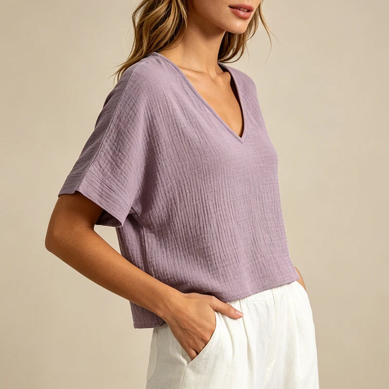 T-Shirt Chic Femme – Mousseline de Coton