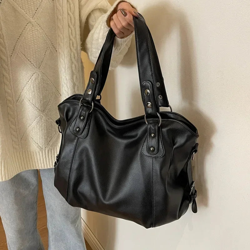Sac à main de grande capacité en cuir souple pour femmes