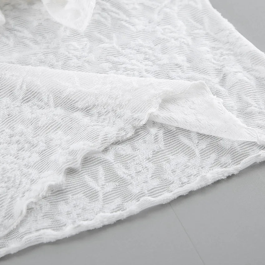Chemisier en dentelle transparente blanche pour femmes