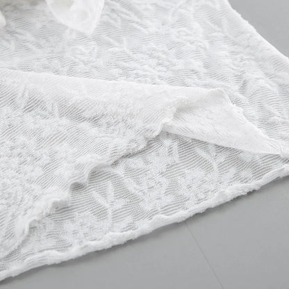 Chemisier Blanc en Dentelle Transparente Femme