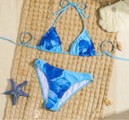 Maillot de bain deux pièces brésilien imprimé à pois noirs et blancs pour femmes