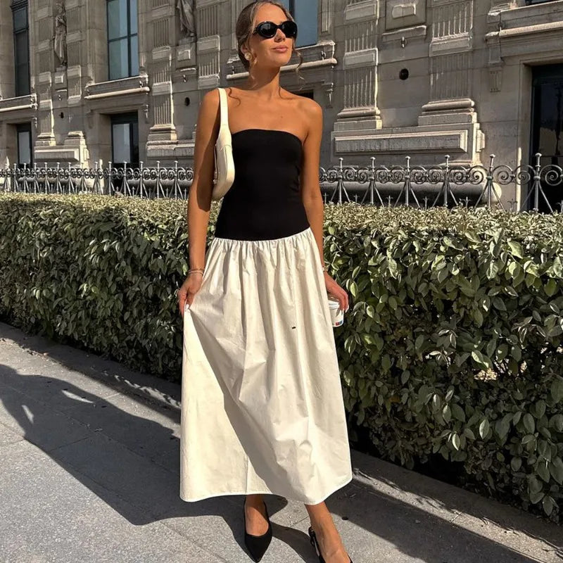 Robe longue en fibre patchwork pour femmes