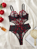 Lingerie sexy body une pièce soutien-gorge slips pour femmes