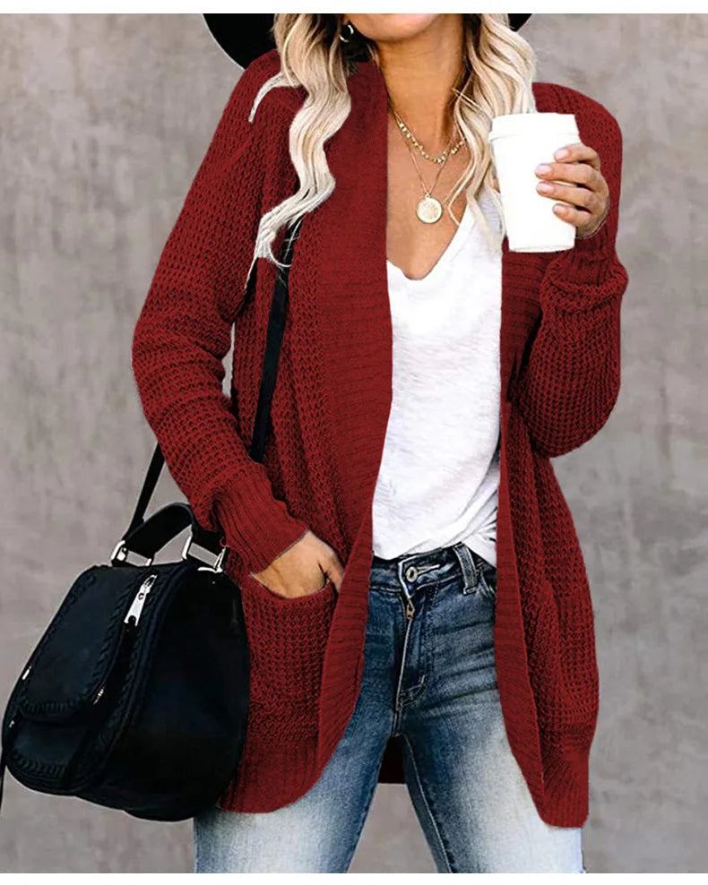 Cardigan long côtelé pour femmes