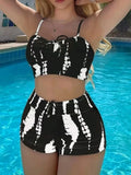 Maillots de bain deux pièces avec  short à cordon de serrage pour femmes