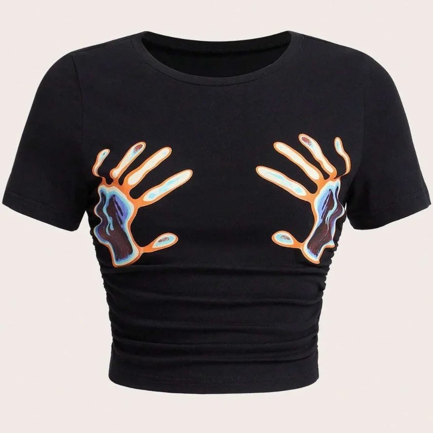 T-shirt court sexy et décontracté pour femmes