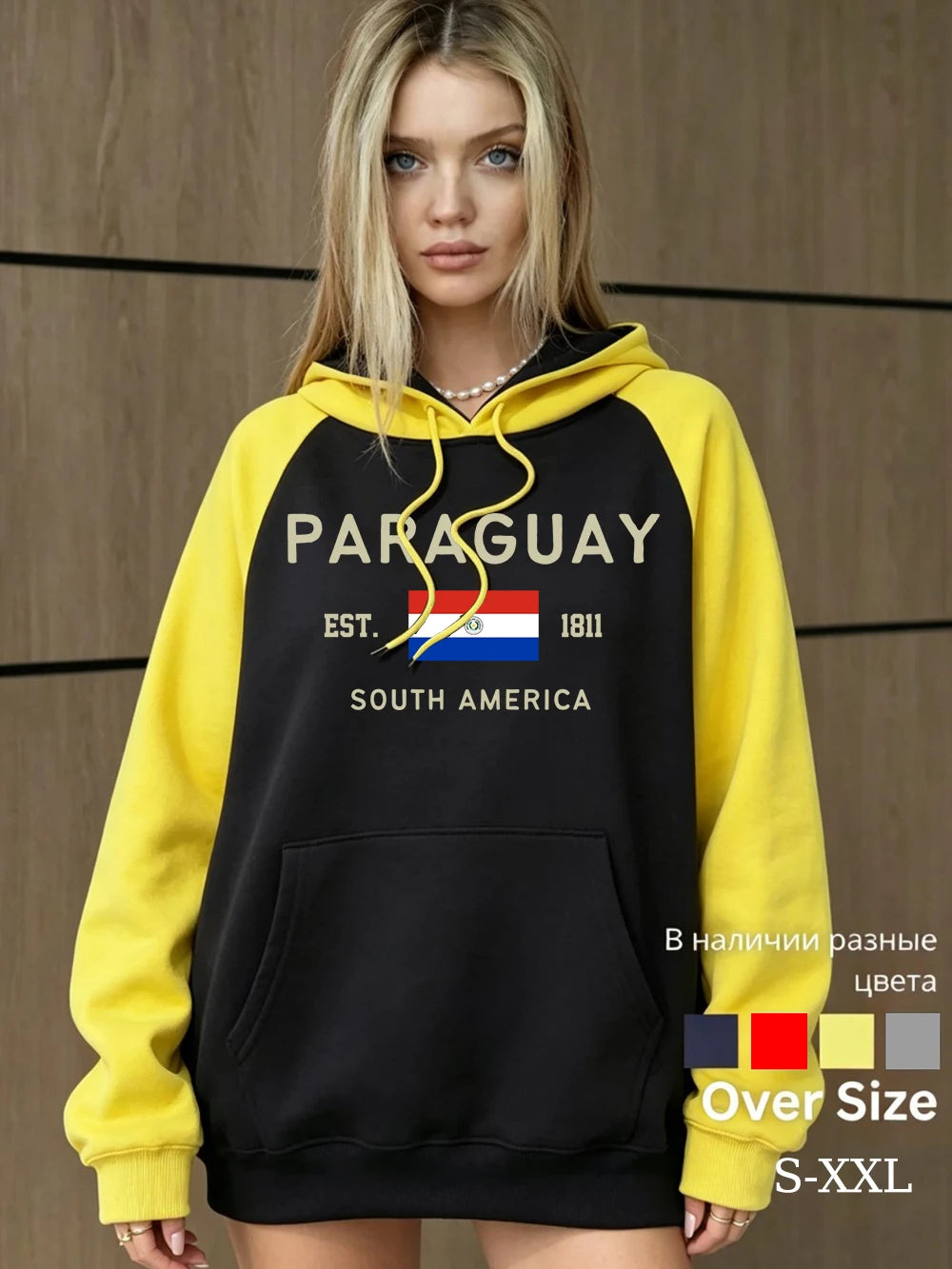 Sweat à capuche Paraguay Amérique du Sud, motif collision de lettres pour femmes