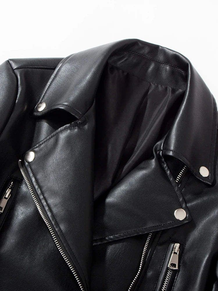 Veste en similicuir PU souple pour femmes
