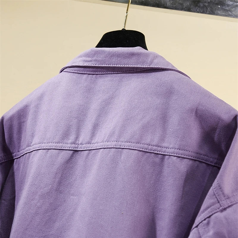 Vestes en jean violet pour femmes