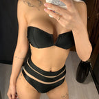 Maillot de bain deux pièces taille haute avec soutien-gorge pour femmes