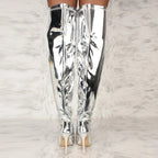 Bottes plateforme miroir, bout pointu, style punk pour femmes
