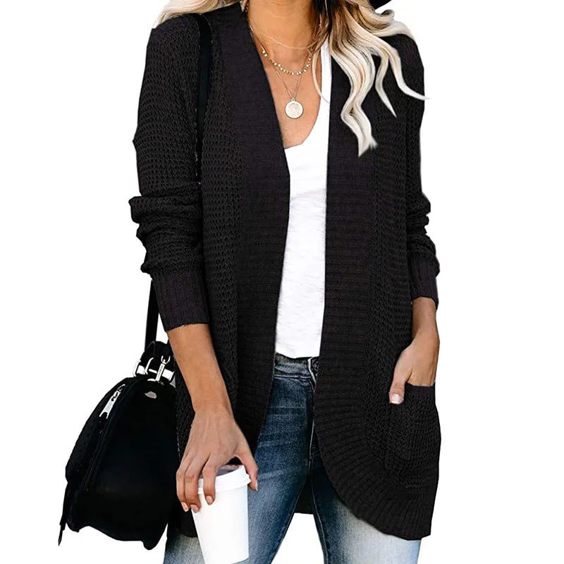 Cardigan long côtelé pour femmes