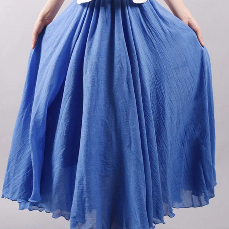 Jupe maxi en lin taille haute pour femmes