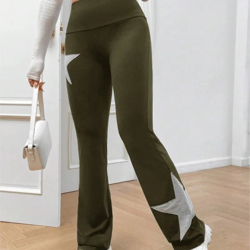 Pantalon long avec motif étoile pour femmes
