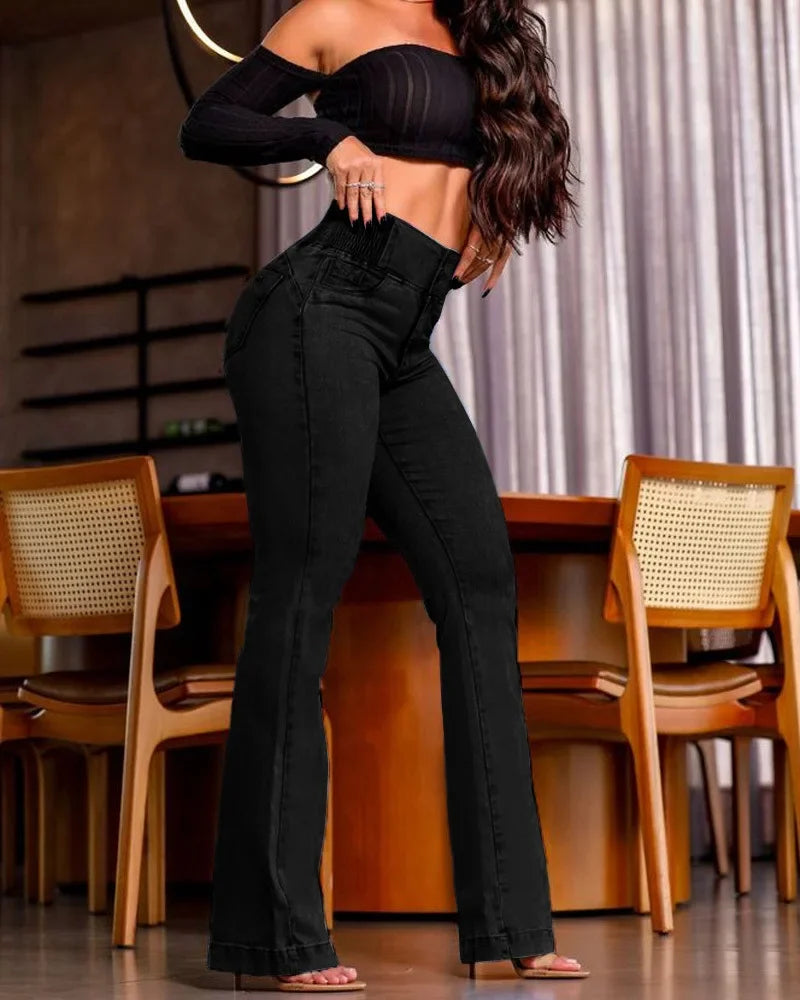 Jean Évasé Vintage Femme – Détails Strass