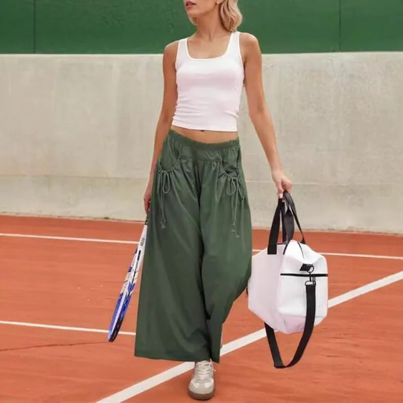 Pantalon à poches avec cordon de serrage pour femmes