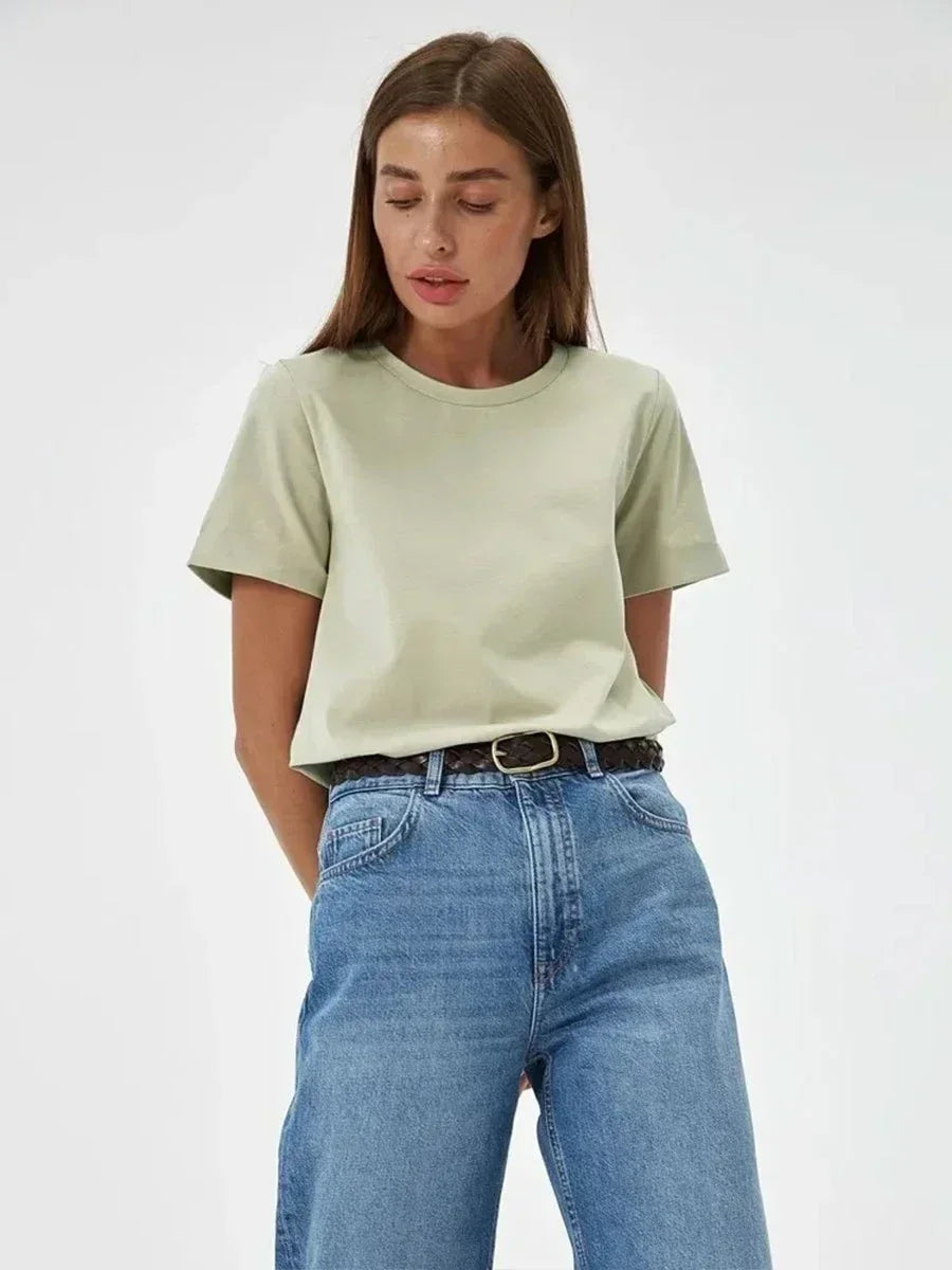 T-shirt d'été 100 % coton pour femmes
