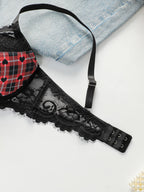 Soutien-gorge sexy en dentelle à carreaux pour femmes