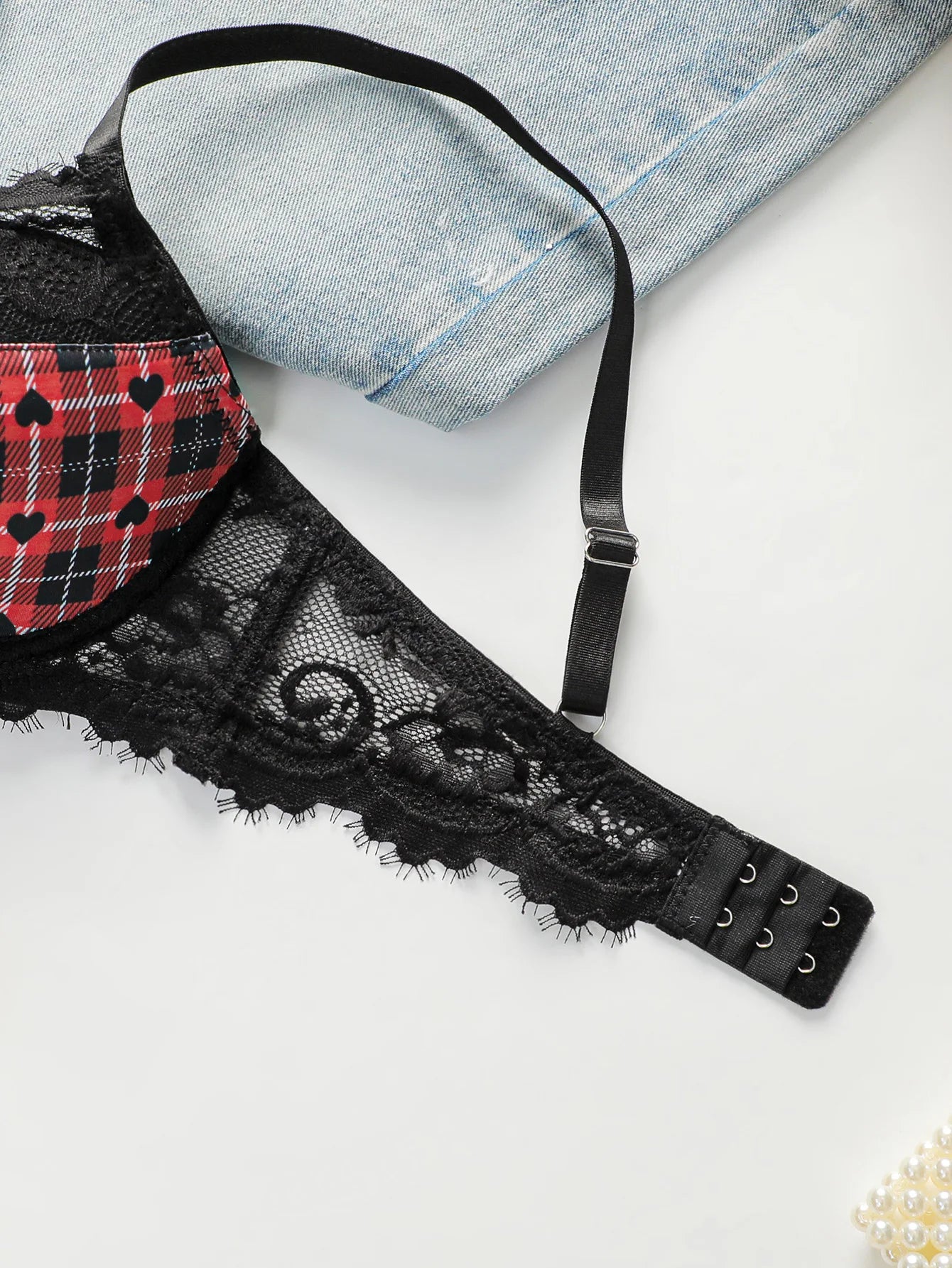 Soutien-gorge sexy en dentelle à carreaux pour femmes
