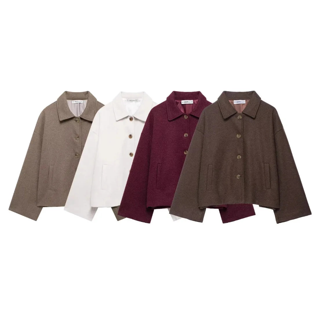 Manteau court en laine mélangée pour femmes