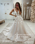 Robes de mariée  style bohème avec appliques en dentelle pour femmes